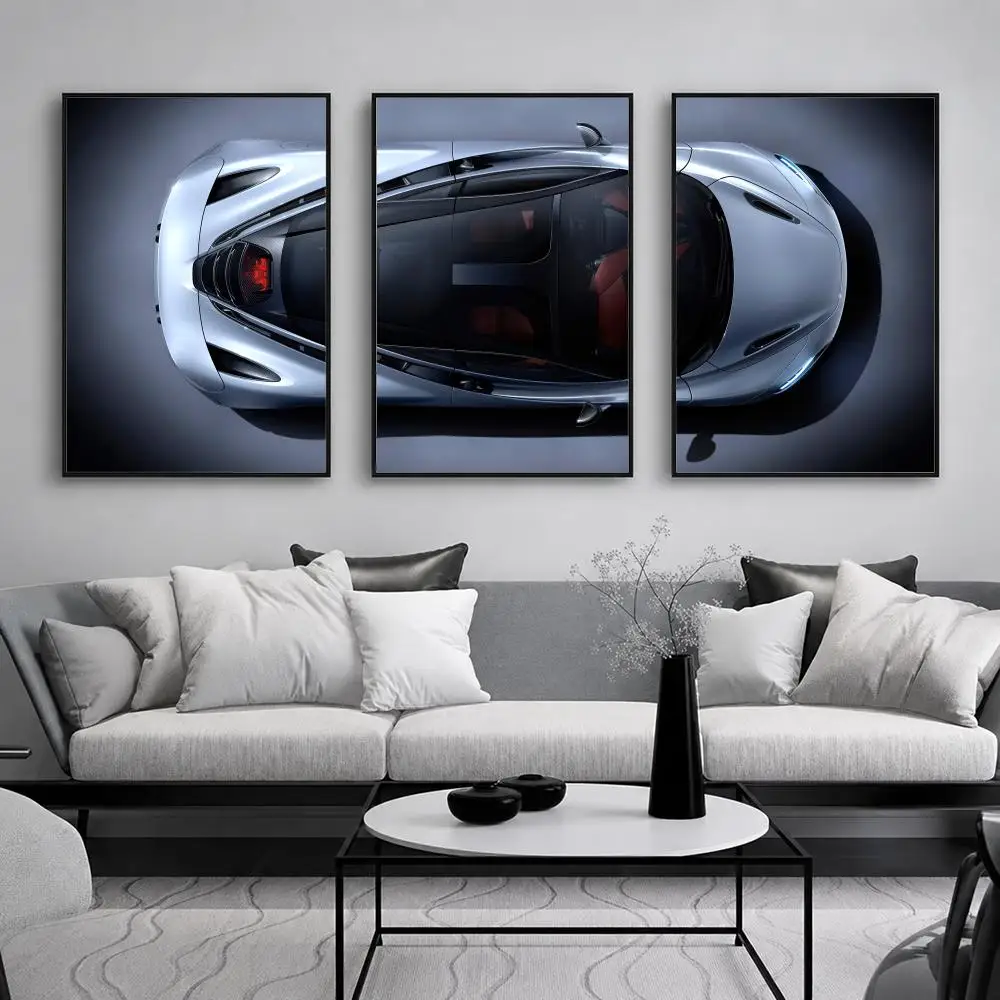 Silver Motorsport Car Painting Calligraphy Canvas Poster Set Wall Artwork for Bedroom Living Room Decorative Prints Gift