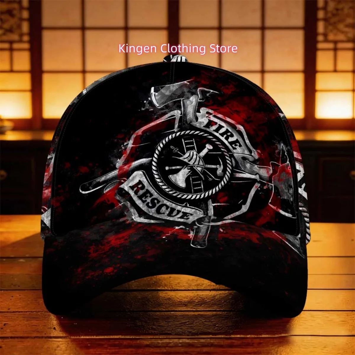 1pc Firefighter Baseball Cap with Fire Dept Emblem - Retro Adjustable Snapback, Lightweight Breathable Polyester Suitable for Ca