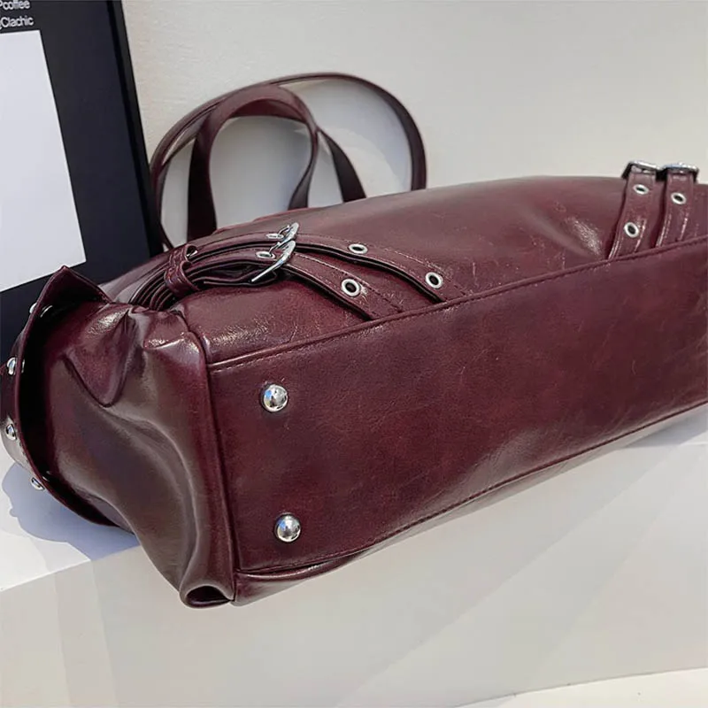 Korean Version Of Super Cool Motorcycle Bag For Women 2026 New Trendy Large Capacity Tote Bag Multi Pocket Shoulder Crossbody