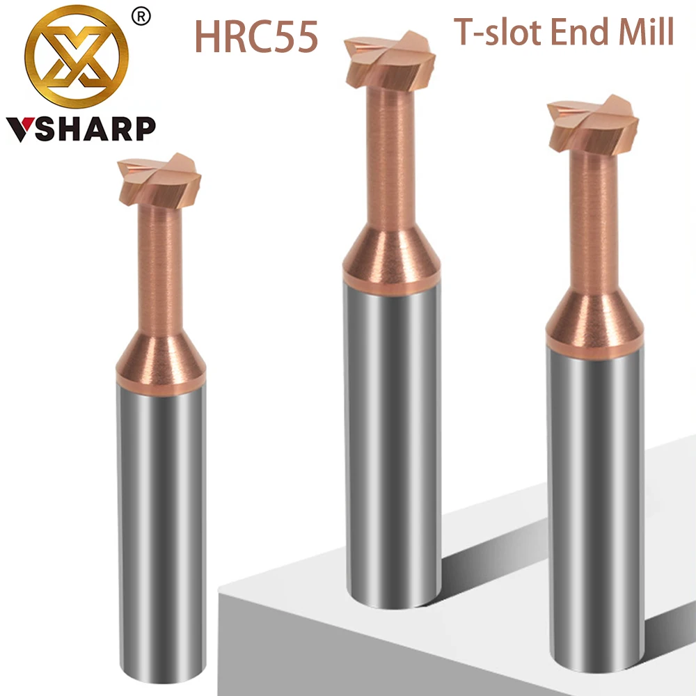 

Vsharp HRC55 12-16mm Tungsten Carbide Alloy T Slot End Mill 4 Flute T Shape Slotting Milling Cutter CNC Tool for Steel Cast Iron
