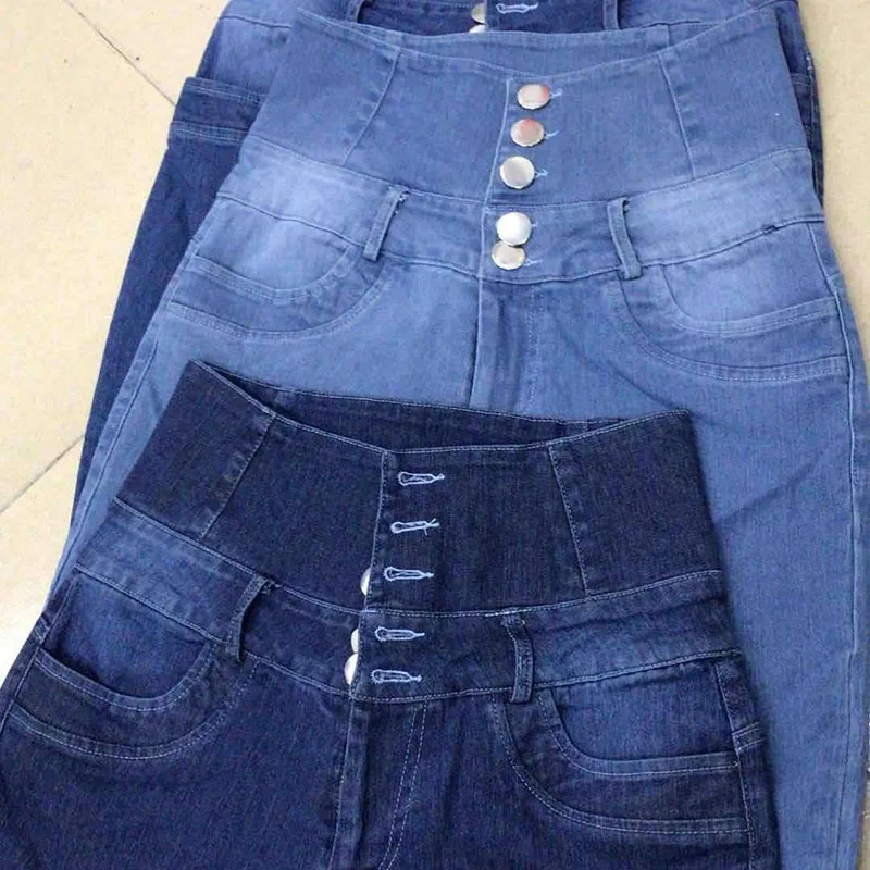 Vintage Damen Jeans Mutter Jeans hohe Taille blau gewaschen Mode enge gerade Jeans Bleistift hose Streetwear Femme Hose