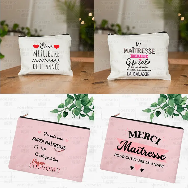 

Thank You Teacher for A Wonderful Year Print Pencil Case School Stationery Supplies Storage Bags Travel Makeup Wash Bag Gifts