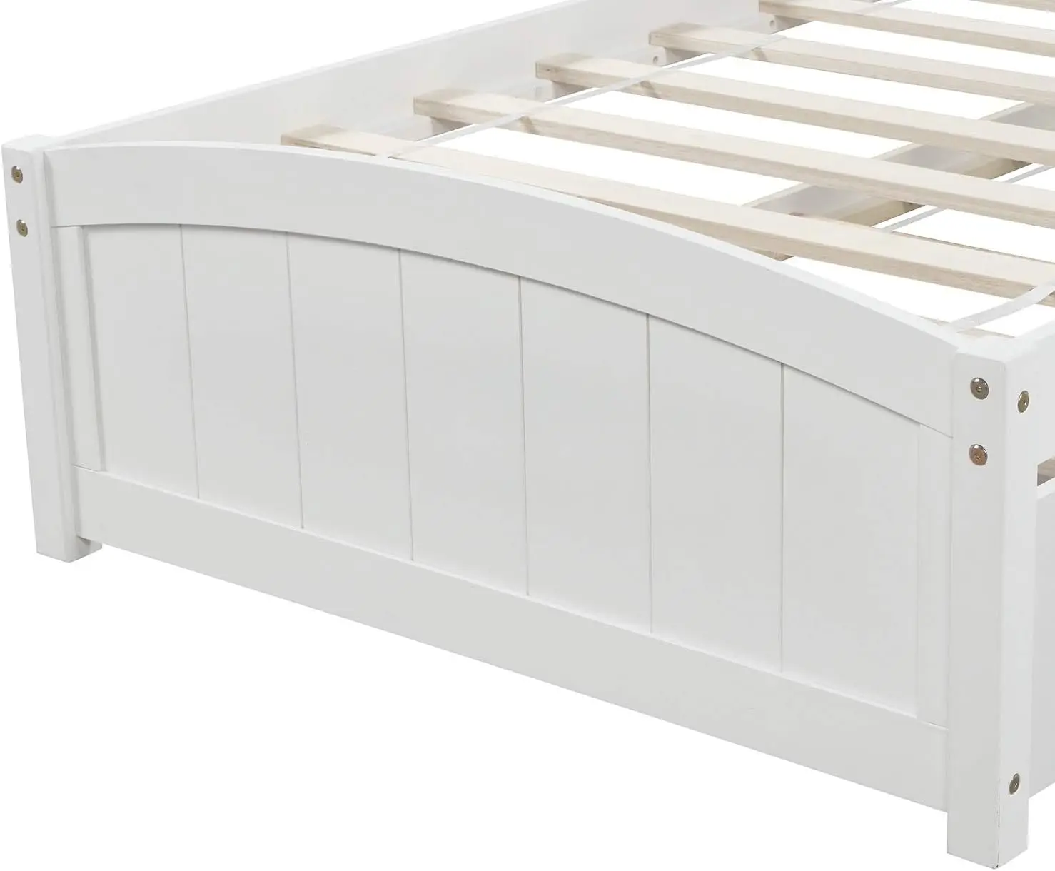 Twin Platform Bed Frame Met Uitschuifbare Voor 2 Kinderen, Hoog Hoofdeinde, Geen Boxspring Nodig (Wit)