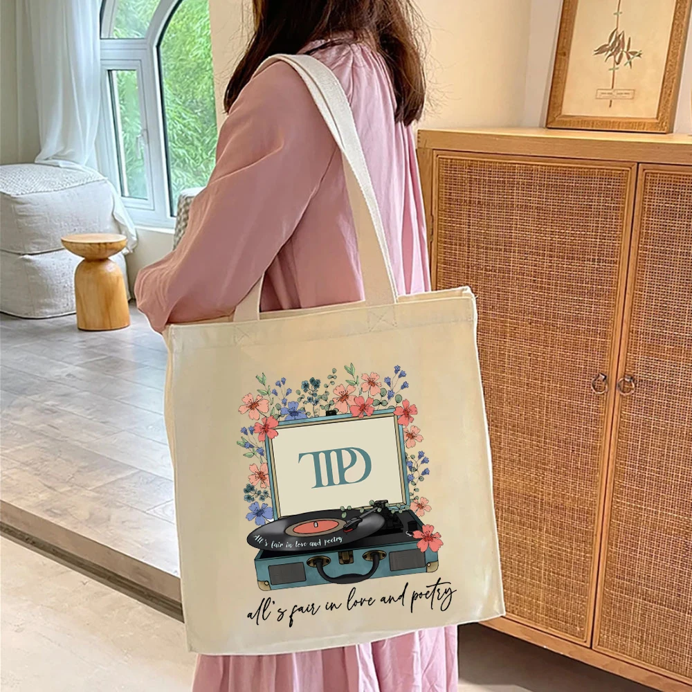 Female Bag Swiftie Merch Eras Tour New Album Print Womens Handbags Tortured Poet's Department Canvas Tote Bags Book Lover Gifts