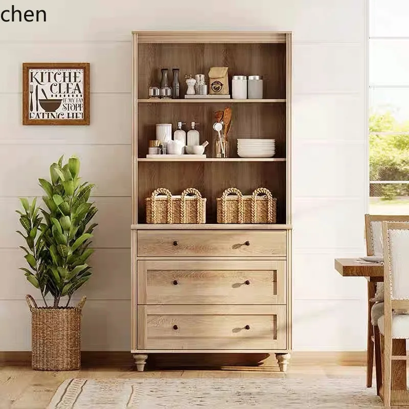 

YFY Retro Solid Wood Bookshelf Study Storage Open Sideboard Storage Living Room Display Cabinet