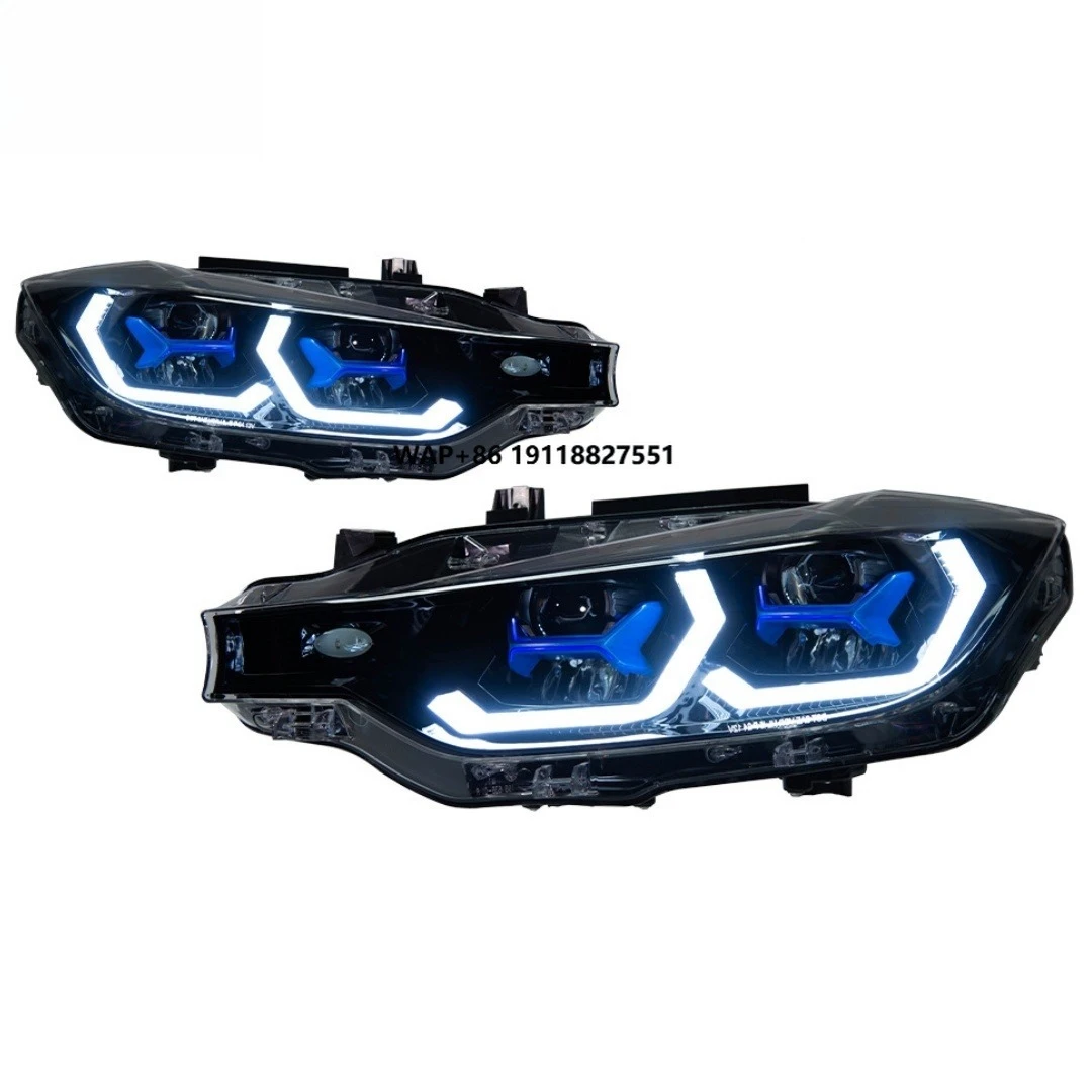 For  3 Series F30 2013-2018 Car LED Headlights 12V New 6000K Blue  Spoon DRL Retrofit/Upgrade Automotive Parts