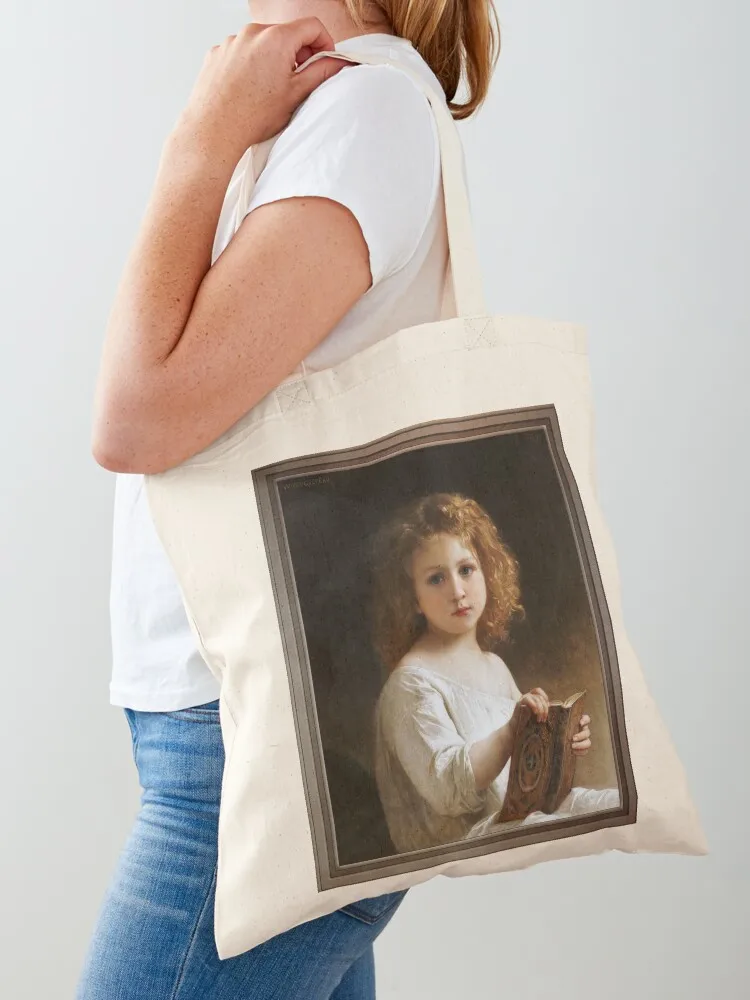 The Story Book by William-Adolphe Bouguereau Old Masters Reproduction Tote Bag Lady bags eco bag folding