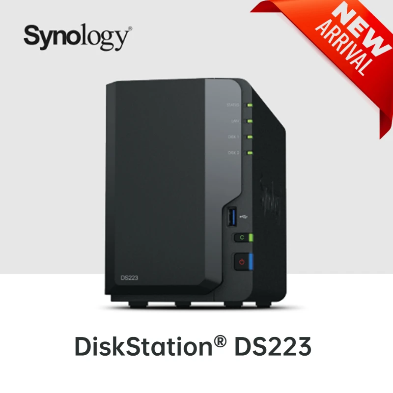 Synology DiskStation DS223 2 خليج ناس شبكة التخزين (Diskless) منصة إدارة البيانات للمنزل والمكتب الصغير 2023 جديد