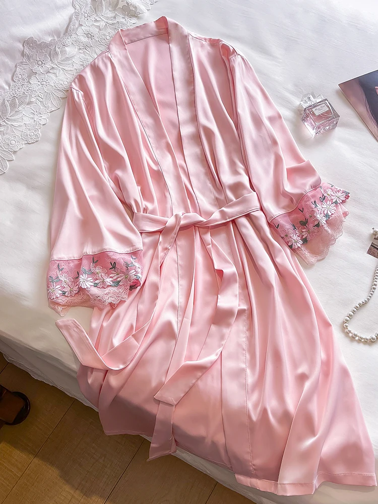 silk-sleepwear-women's-spring-autumn-thin-lace-sleeve-nightgown-sexy-100-silk-home-clothes-bathrobe-morning-robe-sho
