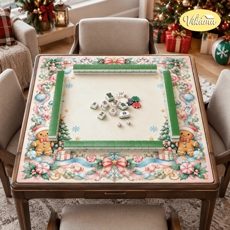 ChristmasGingerbread Man Mahjong MatNon Slip WashableLiving Room Family Game NightHoliday Party GiftHoliday