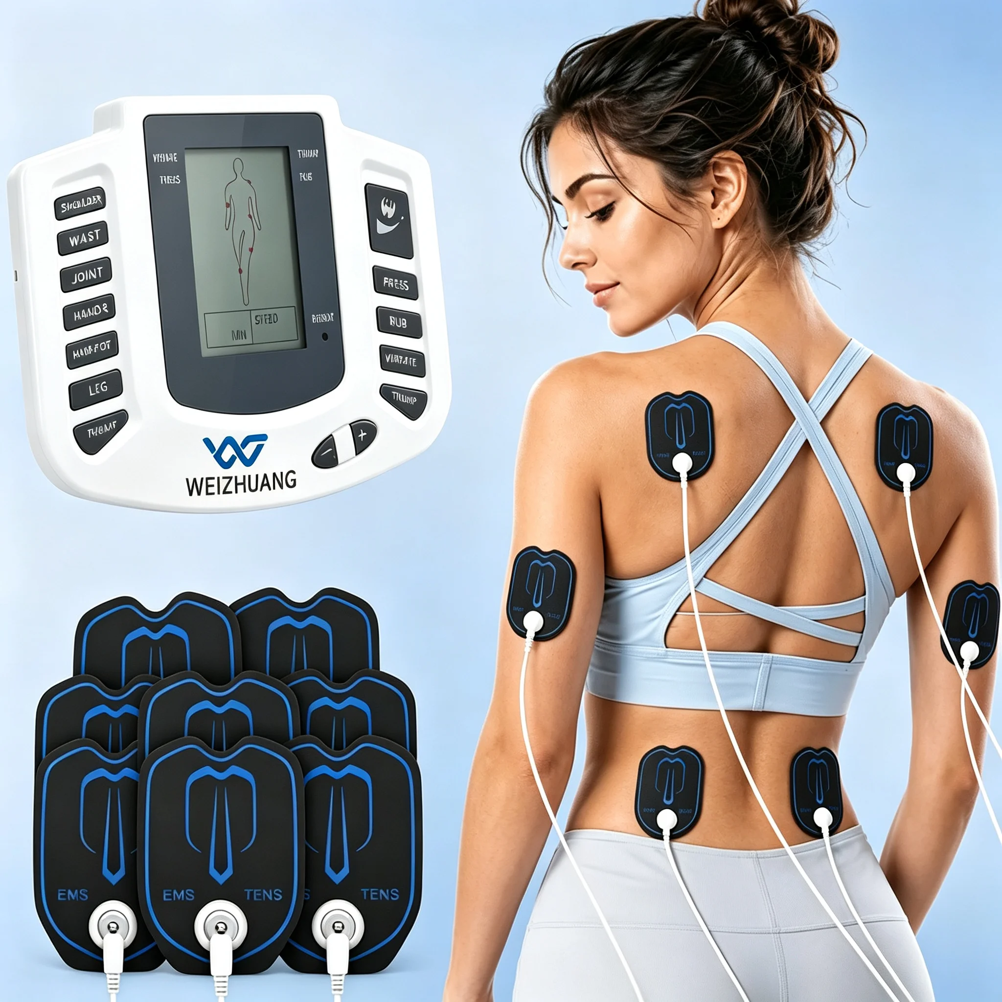 Digital Electronic Portable Massager with Multiple Modes, Equipped with 8 Massage Pads for Back, Waist, Knees, Shoulders, Arms, and Legs, and Features a Stylish Digital Display The Ideal Gift for Athletes, Seniors, and Office Workers.