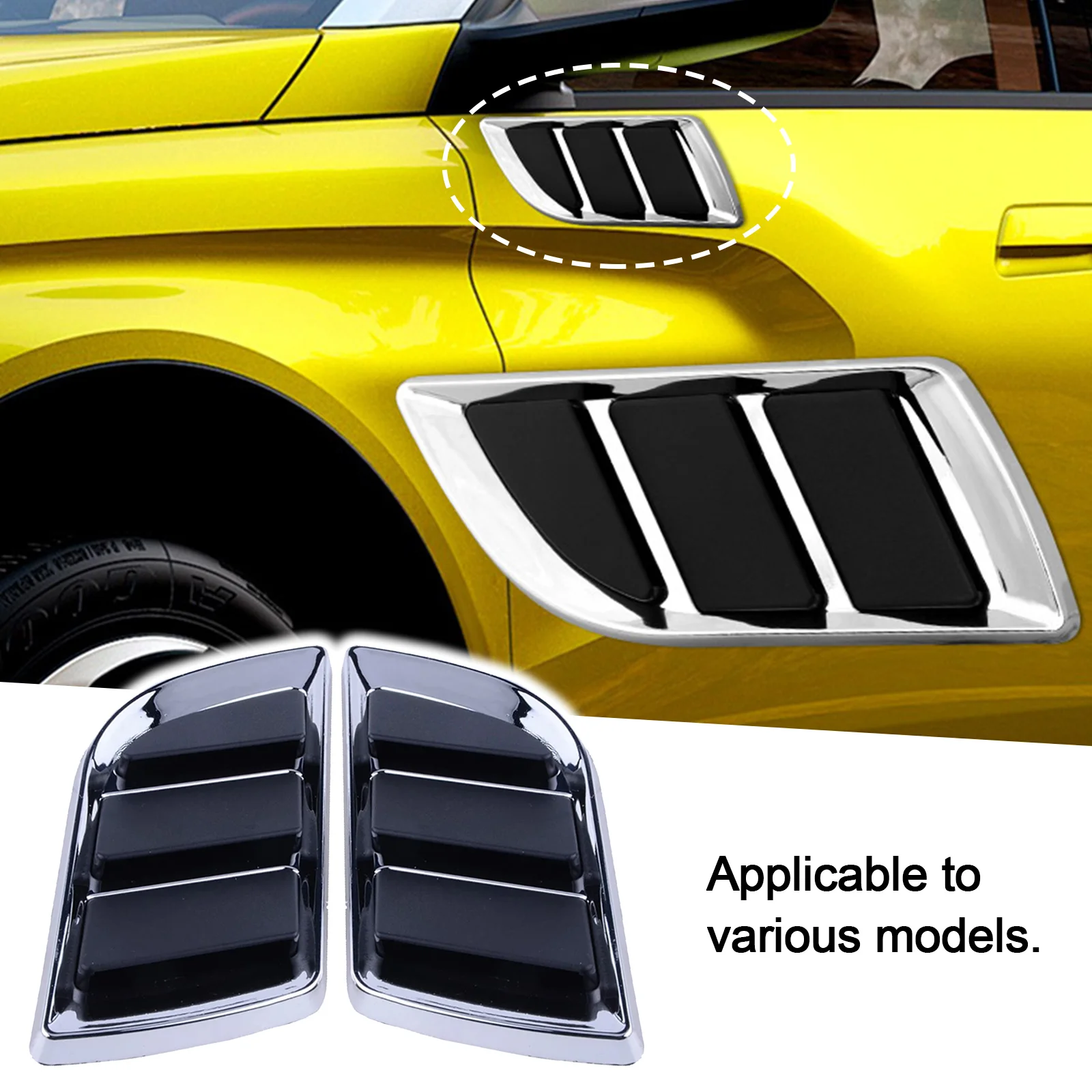 

﻿ 2Pcs/Set Car Side Air Flow Vent Hole Cover Fender Bonnet Vent Grille Duct Decor Car Styling Shark Gill Decoration Sticker