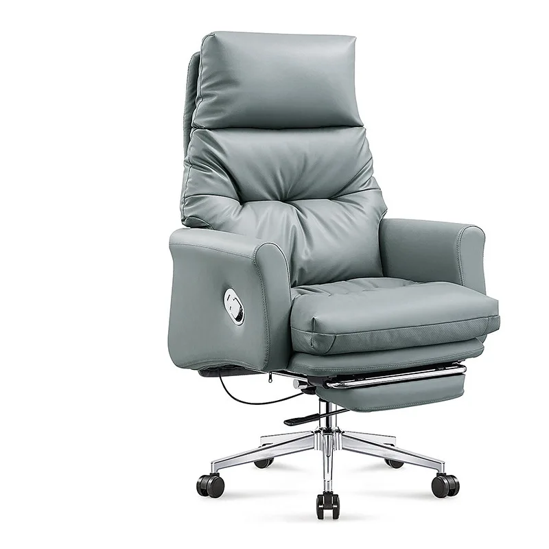 Boss Chair Luxury Ergonomic Lift Lounge Modern Black Grey Leather Office Chair Suitable for Managers with Footstool