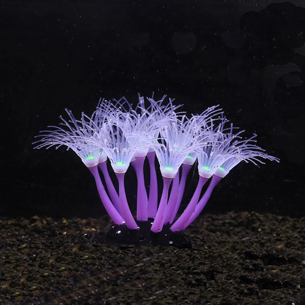 1Pc Silicone Glowing Artificial Coral Fish Tank Decorations Glow In The Dark Fake Coral Ornament Aquarium Underwater Decor Plant