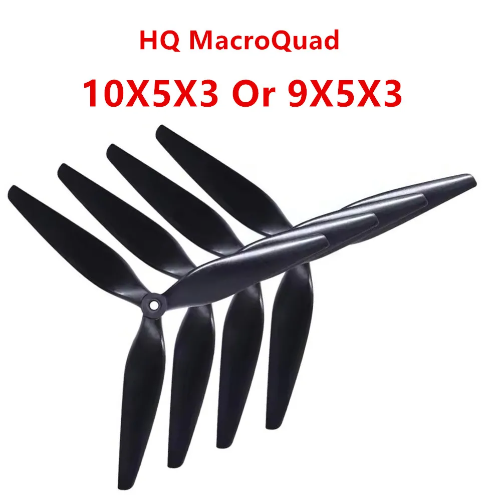 HQ Macroquad 10X5X3 Or 9X5X3 Prop 1050/9050 10inch/9inch 3 blade/tri-blade Black-carbon Reinforced Nylon propeller prop for FPV