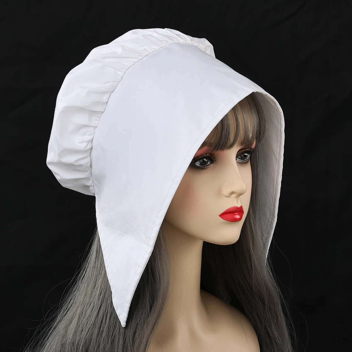 White Bonnet Victorian Cosplay Hat Medieval Vintage Head Wear