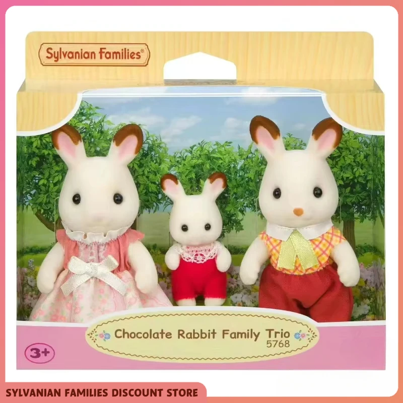 Sylvanian Families Cute Toys Figures Sylvanians Family Calico Critters Ternurines Casa Original Anime Three Chocolate Rabbits