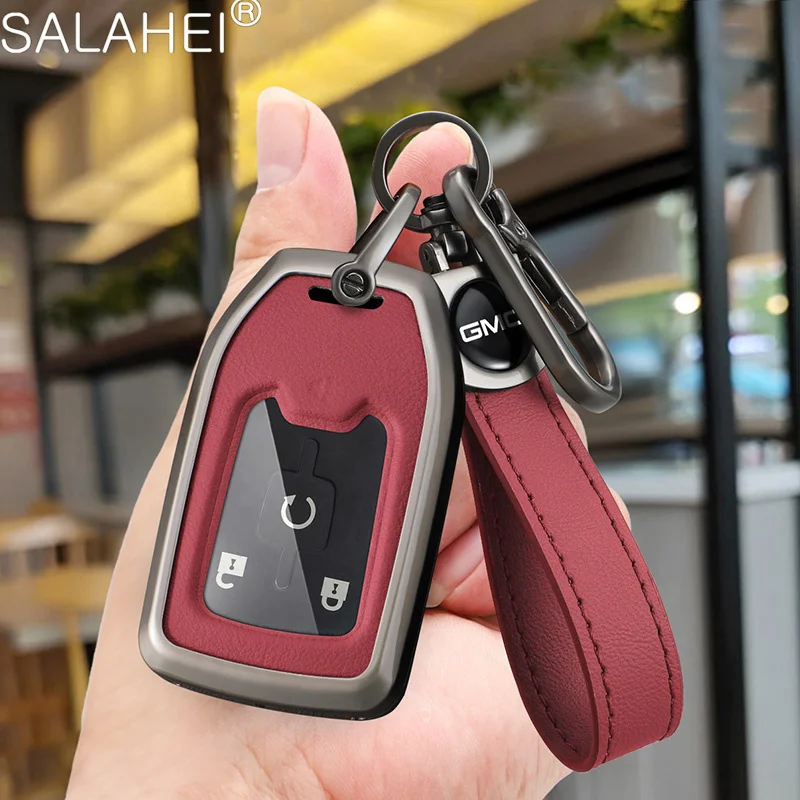 Leather Car Remote Key Case Cover Fob Protector Shell Bag For Chevrolet Suburban Silverado GMC Terrain Yukon Tahoe Sierra