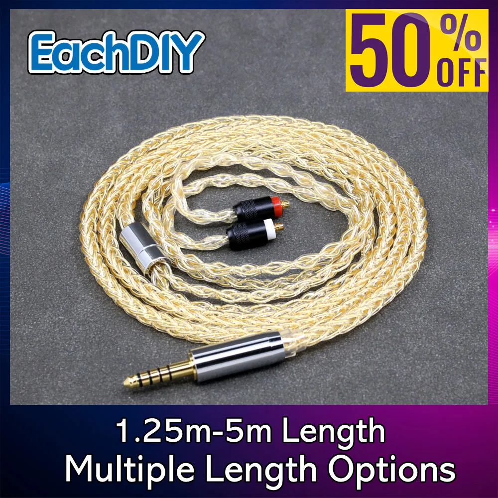 8 Core 99% 7n الفضة النقية 24k مطلية بالذهب سماعة كابل لسوني IER-M7 IER-M9 IER-Z1R سماعة 8423