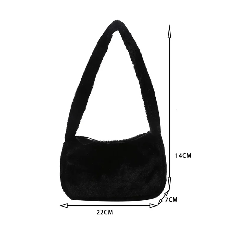 Fashion New Plush Fluffy Shoulder Crossbody Handbags Vintage Women Solid Color Underarm Bag Portable Square Travel Street Purse