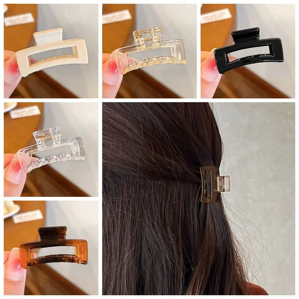 Plastic Transparent Shark Clip Fashion Korean Style Rectangle Mini Hair Claw Hairgrips Side Clip Hollow Hair Clip Ladies/Girls