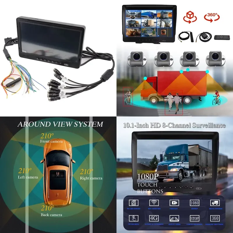 8CH 1080p 360 Degree Panoramic Car Camera System 4G Remote Real-time Video DMS ADAS BSD Truck Bird's Car