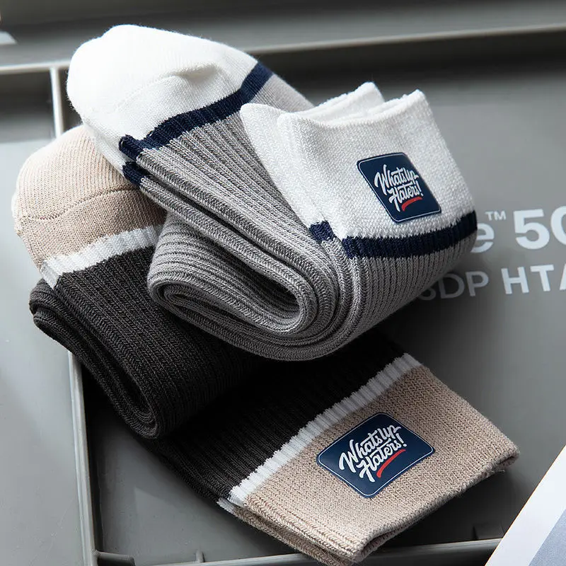 10/20/40Pairs Men's Athletic Socks Set Breathable Mid-Crew with Letter Designs for Sports Casual Wear Quick-Dry Student Socks