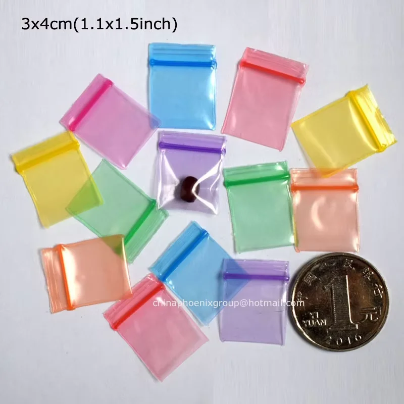 

4Mil Mini Plastic Bags, Colored Transparent Small Zip Lock Bags Resealable Colorful Clear Tiny Zipper Pouches Storage Bags