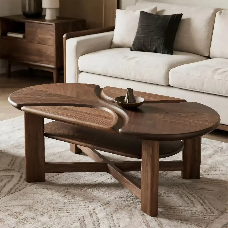 North American black walnut all-solid wood coffee table, living room light luxury modern model house villa