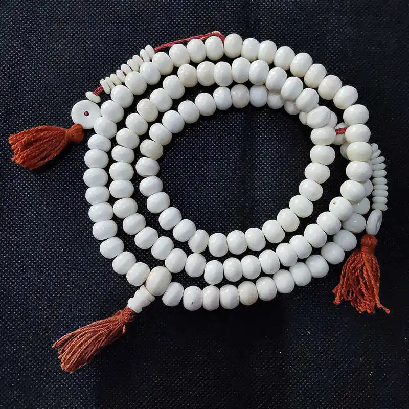 BRO814 Tibetan Rosary 108 White Yak bone Prayer Beads Mala Man Amulet Necklace Buddhist 8mm 10mm 12mm