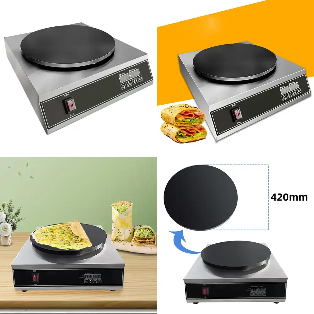 Digital Display Pancake Maker Machine Circle French Crepes Making Machine Baking Frying Machine Spring Roll Pie Grill Maker