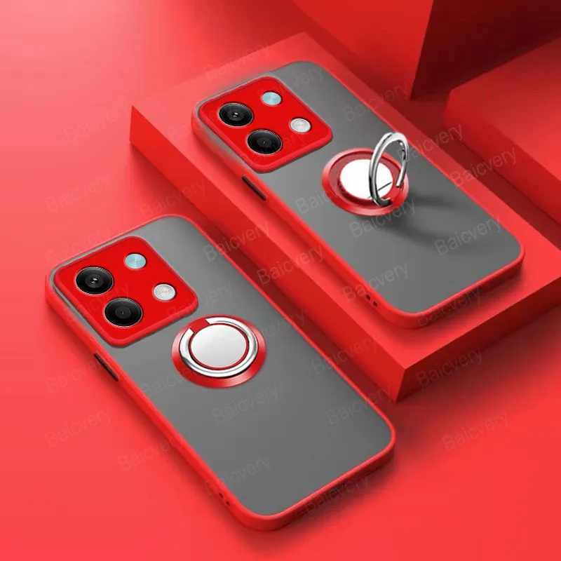 غطاء عدسة خلفي واقي للصدمات بالكامل مع حامل خاتم إصبع ، Infinix Note 30 ، 4G ، X6833B ، X6716B ، 5G ، X6711 ، Note 30 Pro