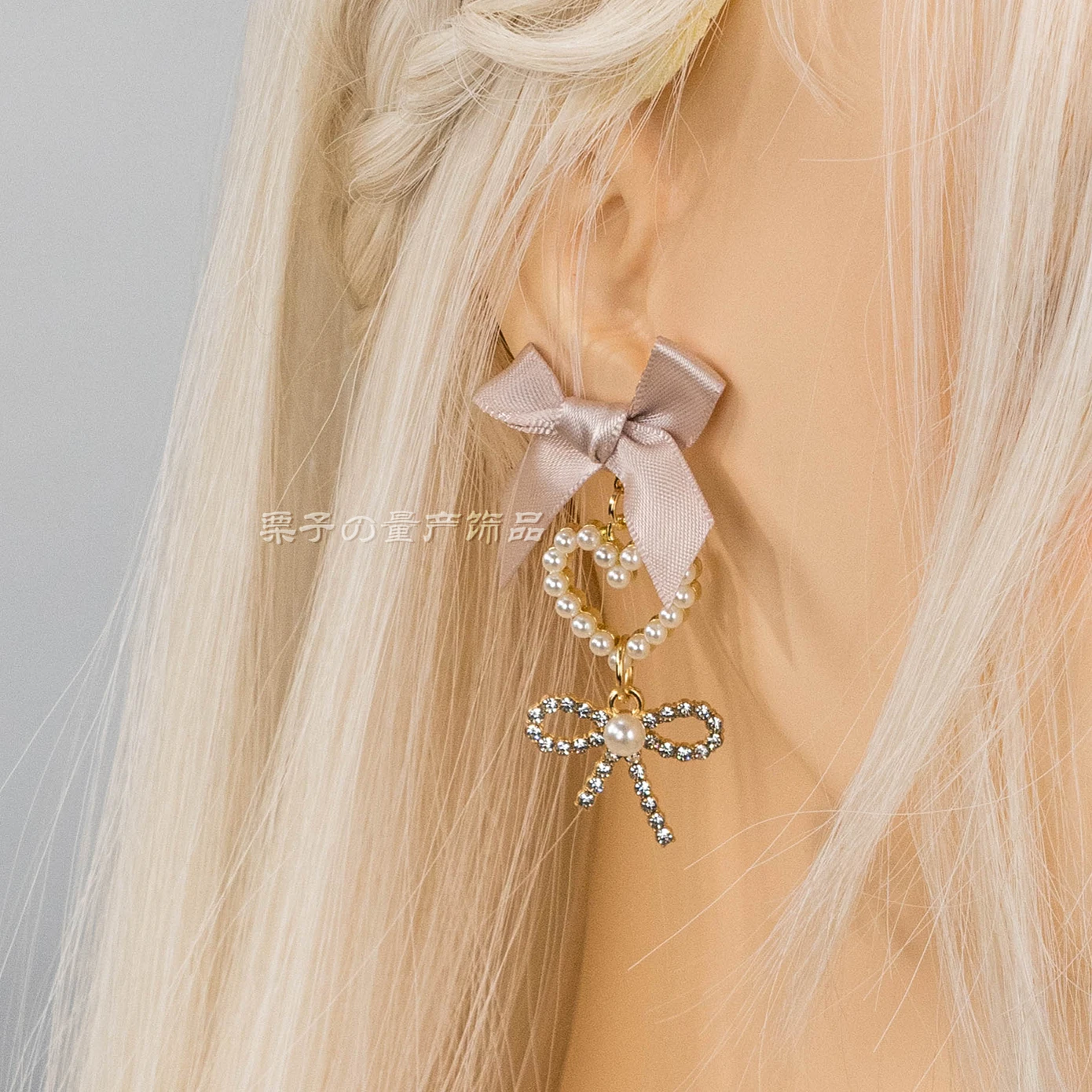 

Japanese Pearl Love Bow S925 Silver Stud Earrings Cute Ear Clips Birthday Gift for Girls Jewelry