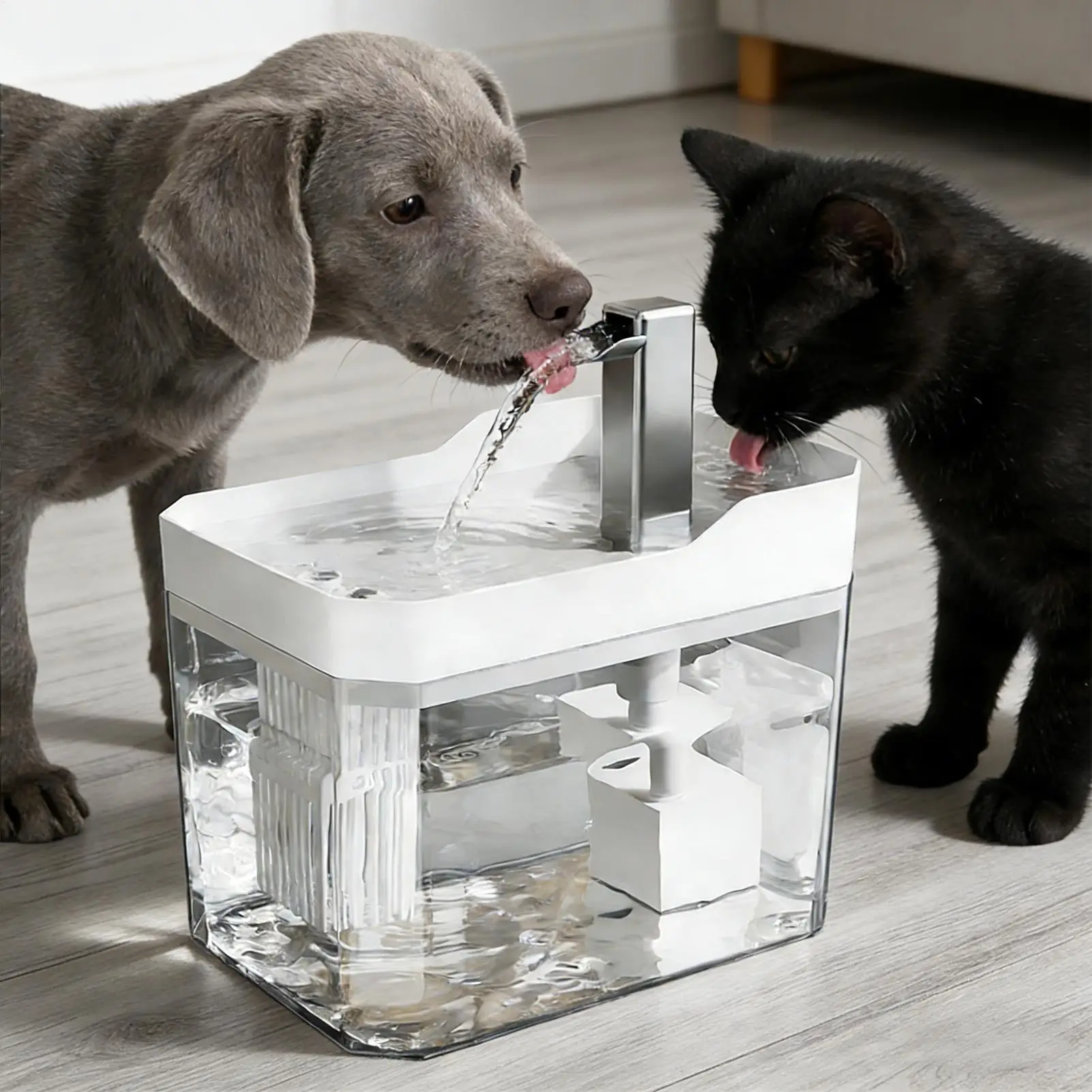 aAutomatic Cat Water Fountain 1.5L Dynamic Easy To Clean Intelligent Sensing Waterer Automatic Water Feeder Indoor for Home Dorm
