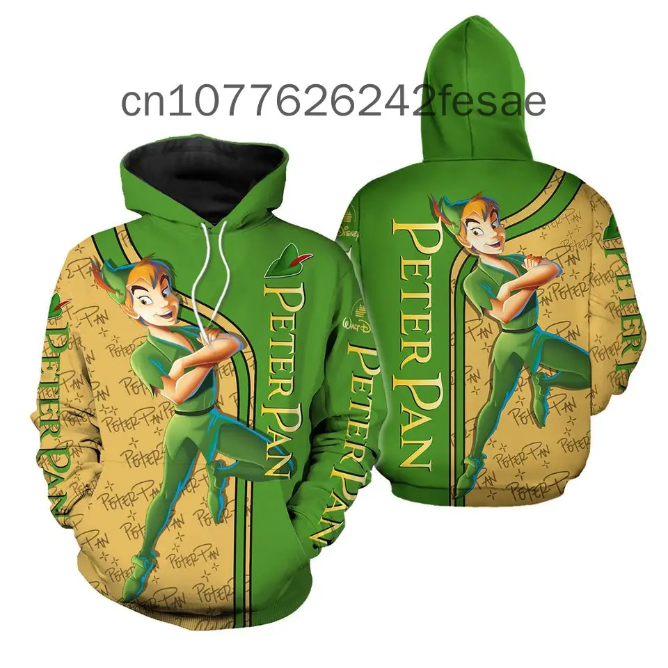 Disney Peter Pan Hoodie 3D Printed Casual Fashion Street Men's and Women's Hoodies