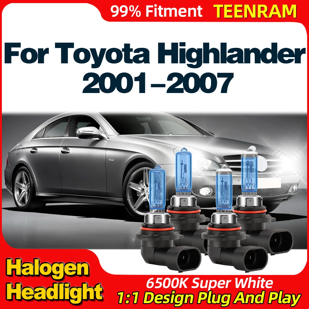 

200W Super Bright Car Halogen Headlights 6500K Super White Auto Lamp Bulb For Toyota Highlander 2001-2003 2004 2005 2006 2007