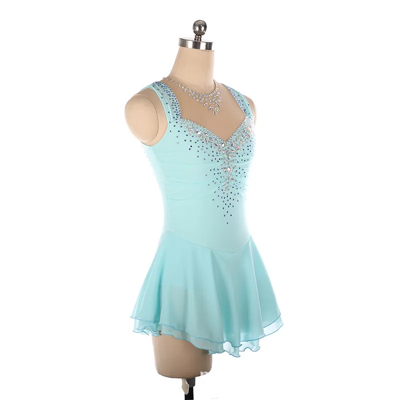 Customized sleeveless ice skating clothing children adult figure Kosten performance competition dress ballet leotard gymnastique