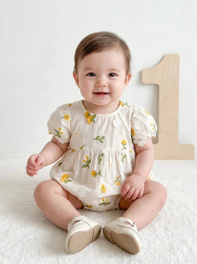 3-24M Baby Summer Bodysuit Cute Embroidered Daisy Girls One Piece Ventilate Comfortable Toddler Clothes Tops