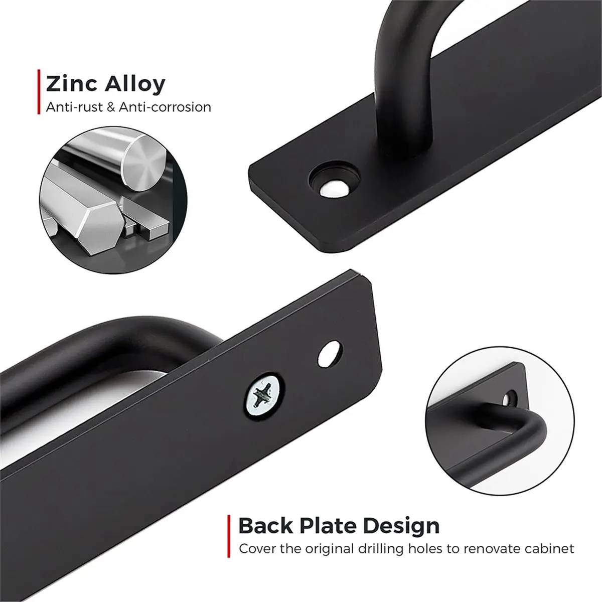 2026 New Door Handles Sliding Door Handle Cabinet Handles Door Pull Handle Door Pulls with Plate for Sliding Closet Door Handle