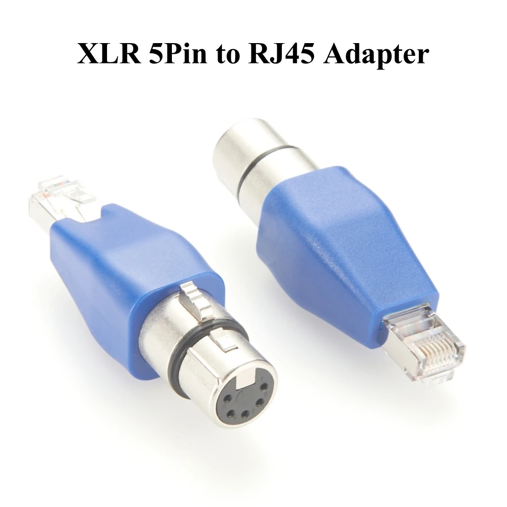 5Pin Female XLR DMX to RJ45 Male CAT5e Shielded Connector RJ45 Ethernet to 5Pin XLR Audio Adapter for Stage Recording Studio