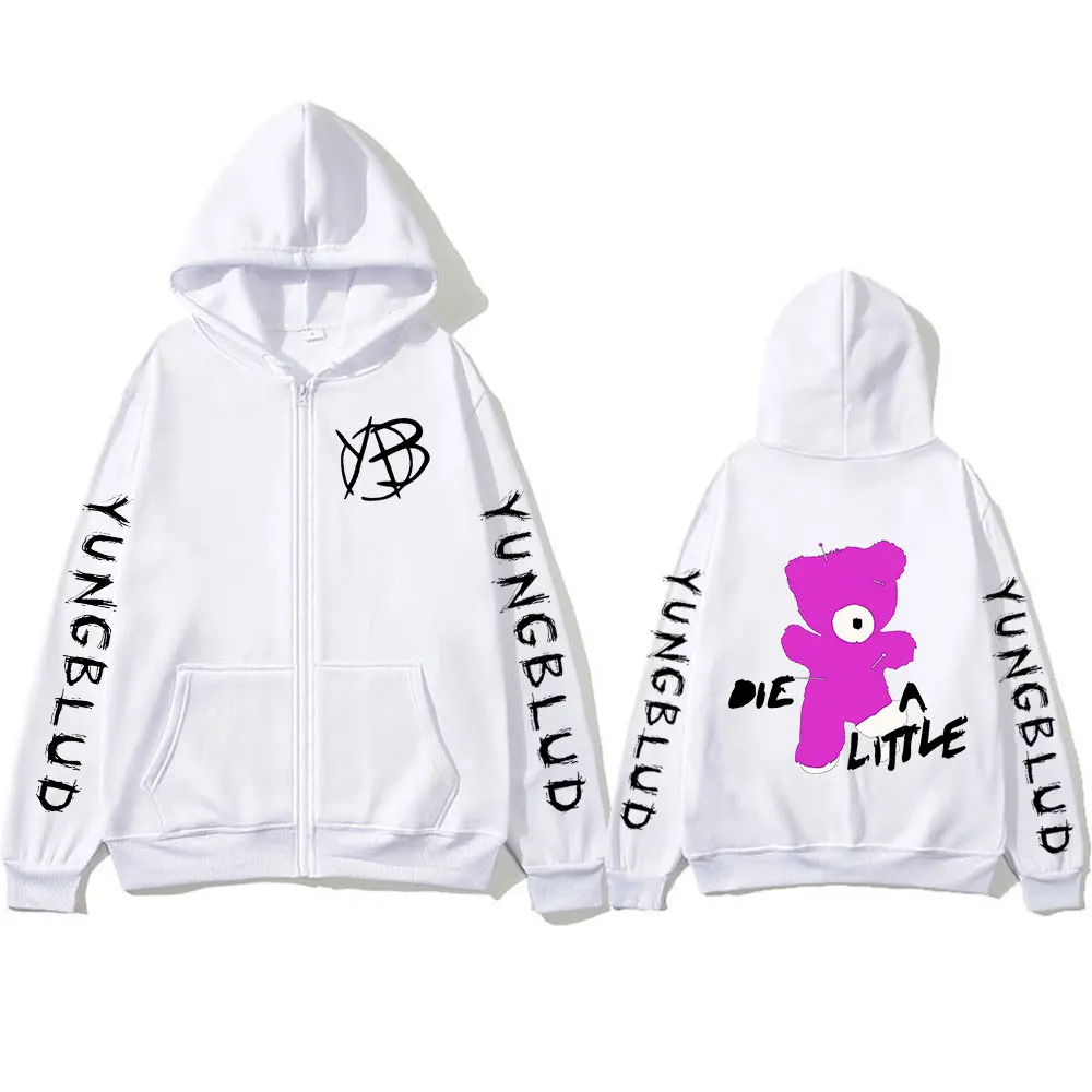 Rock Singer Yungblud Die A Little Zipper Hoodies Men Women Clothing Vintage Oversized Zip Up Sweatshirt Jackets Coats Streetwear