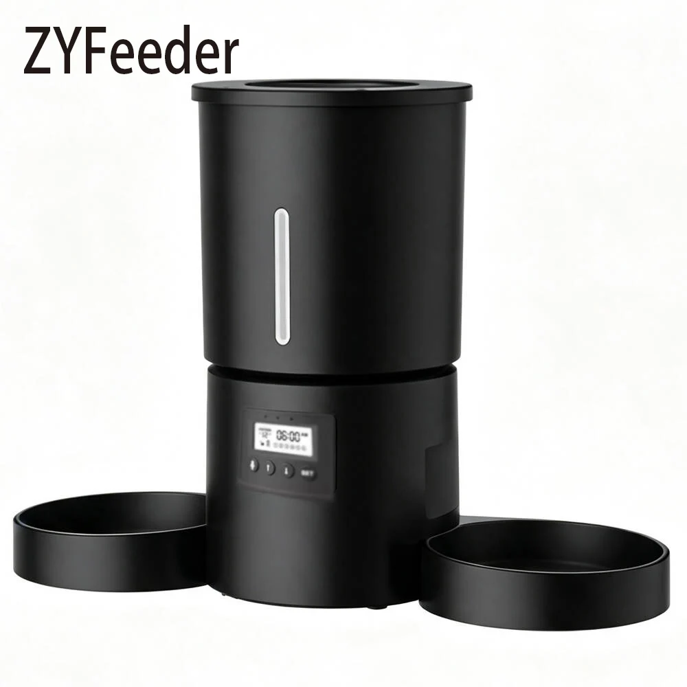 4.2L Dual‑Bowl Automatic Pet Feeder Timed Portion Dispenser Multi‑Pet Button Control Cat Dog Dry Food Feeding (No 5V 1A Plug)