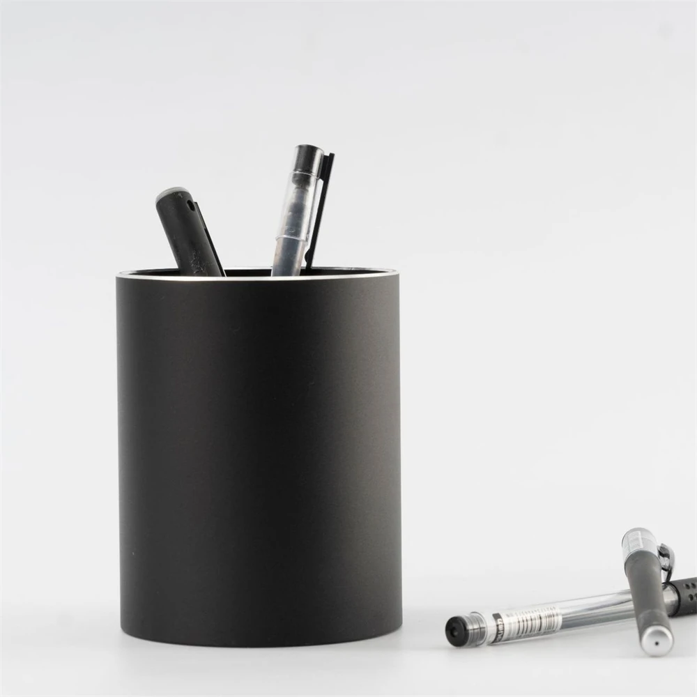 Modern Aluminum Alloy Round Pen Holder Office Desk Organizer Desktop Storage Business Metal Cosmetic Pencil Holder