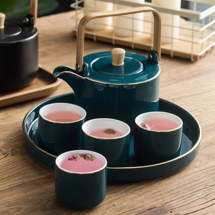 Nordic ceramics Tea set Coffee cup Suit Afternoon Household Scrub tray Kitchen decoration storage pot with - Image 4