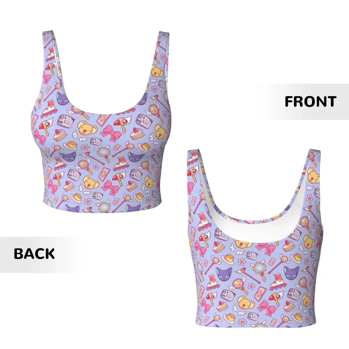Custom Sakura Card Captor - Violet Women Sports Vest Bra Gym Workout High Impact Yoga Crop Tank Top