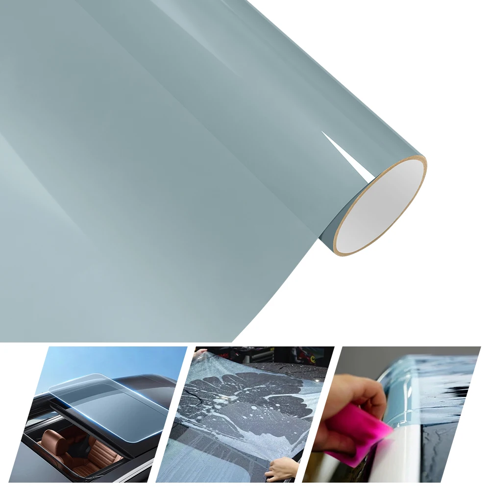 

Ice Blue TPU Car Rainroof Sunroof Film Anti Fouling UV-Resistant Heat-Blocking Protective Car Paint Protection Film Accessories
