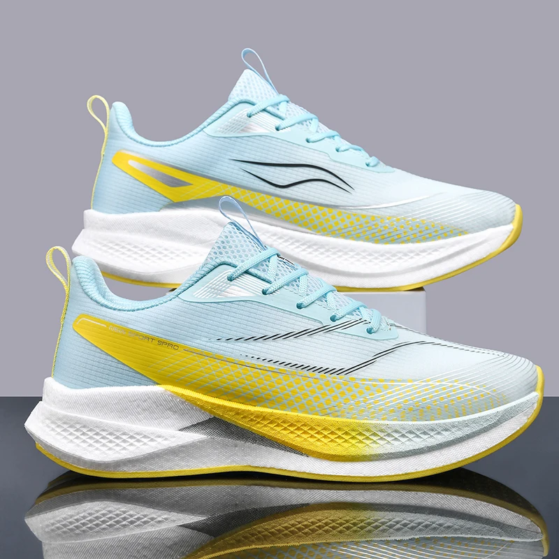 Badminton Shoes - รองเท้าวิ่งมาราธอนสำหรับผู้ชาย รองเท้ากีฬาเฉพาะทาง ระบายอากาศได้ดี รองเท้าผ้าใบสำหรับผู้หญิง รองรับแรงกระแทก สำหรับการแข่งขัน
