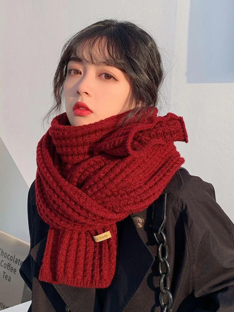 Winter Women Warm Scarf Wool KnittedUnisex Thick Warm Winter Scarves Long Size Male Winter Casual Warmer Women Hand Made Scarves