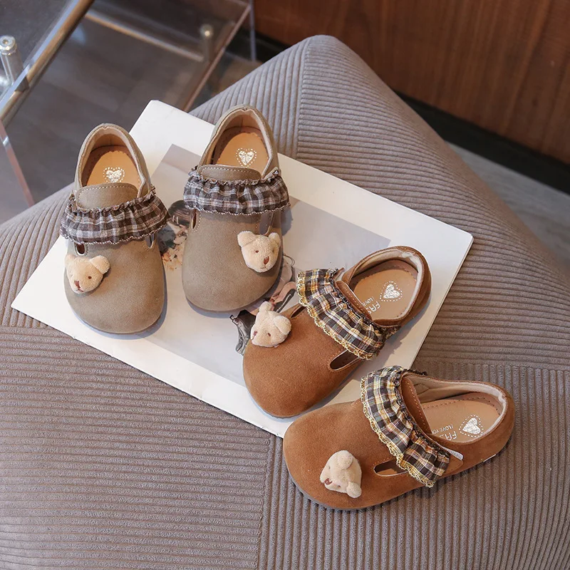 

Children's Ballet Style Walking Shoes Breathable Low Cut Rubber Sole Ultra-Fiber Upper Cartoon Design Boys And Girls Step Shoes