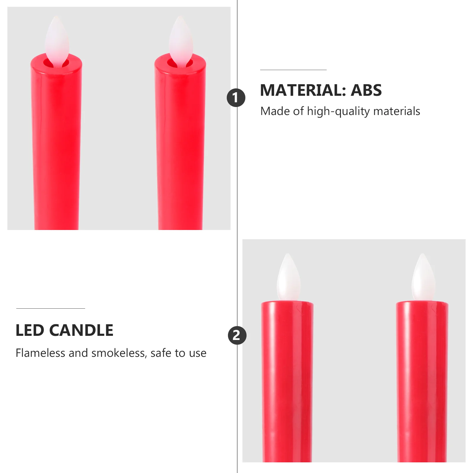 Red Flameless Candles Operated Holders Decorative LED Lights Candlestick Taper